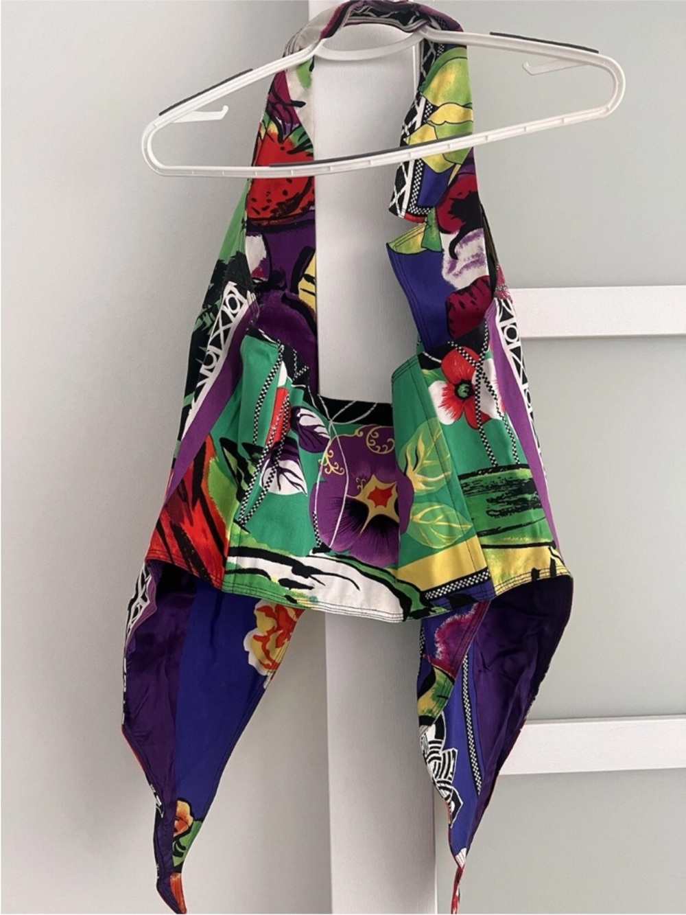 Floral Multicolor Silk Scarf Vest - Picture 6 of 7